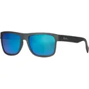 Huk Men's Clinch Polarized Sunglasses Matte Black Frame Blue Mirror Lens - Huk