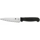 Spyderco Kitchen Utility Knife 4.5" Fully Serrated Clip Point MBS-26 Stainless Satin Blade Fiberglass Reinforced Nylon (FRN) Handle Black - Spyderco