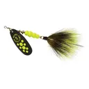 Mepps Aglia Black Fury Dressed Inline Spinner 1/2oz Gray & Chartreuse Tail Chartreuse Dot Blade - Mepps