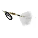 Mepps Aglia Black Fury Dressed Inline Spinner 1/4oz White Tail White Dot Blade - Mepps
