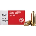 Sellier & Bellot 9mm Luger Ammo 124 Grain Full Metal Jacket Case of 1000 (20 Boxes of 50) - Sellier and Bellot