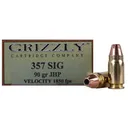 Grizzly Cartridge High Performance Handgun 357 Sig Ammo 90 Grain Jacketed Hollow Point Box of 20 - Grizzly Cartridge