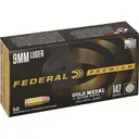 Federal Premium Gold Medal Match 9mm Luger Ammo 147 Grain Full Metal Jacket Case of 500 (10 Boxes of 50) - Federal Premium
