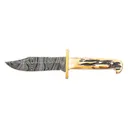Bear & Son Baby Bowie Fixed Blade Knife 3" Clip Point Damascus Blade Bone Handle Stag - Bear & Son