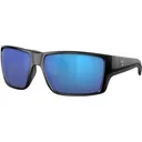 Costa Del Mar Men's Reefton Pro Polarized Sunglasses Matte Black Frame Blue Mirror Glass Lens - Costa Del Mar
