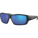 Costa Del Mar Men's Tuna Alley Pro Polarized Sunglasses Matte Black Frame Blue Mirror Glass Lens - Costa Del Mar