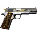 Colt 1911 Government Inti Sun God 38 Super Pistol 5" Barrel 9+1 Round Stainless Slide Gold Grip Stainless Frame - Colt