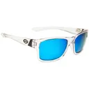 Strike King Men's SK Plus Platte Polarized Sunglasses Shiny Crystal Clear Frame White Blue Mirror Lens - Strike King