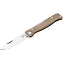 Boker Knives Atlas Brass Pocket Knife 2.76" Drop Point Sandvik 12C27 Satin Blade Brass Handle - Boker
