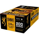 Browning FMJ 9mm Luger Ammo 115 Grain Full Metal Jacket Case of 1000 (5 Boxes of 200) - Browning