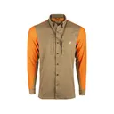 McAlister Men's EST Performance Hybrid Upland Long Sleeve Shirt Orange/Khaki 2XL - Mcalister
