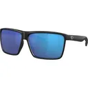 Costa Del Mar Men's Rincon Polarized Sunglasses Matte Black Frame Blue Mirror Glass Lens - Costa Del Mar