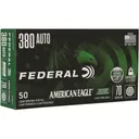 Federal American Eagle IRT 380 ACP Ammo 70 Grain Flat Nose Lead Free Case of 500 (10 Boxes of 50) - Federal Ammo
