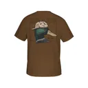 Drake Men's Back Cap Mallard Short Sleeve T Shirt Golden Pecan Dark Heather Medium - Drake Waterfowl