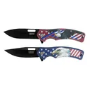 Camillus American Pie Pocket Knife Set 2.57" Drop Point 3Cr13 Black Blade Nylon Handle American Flag - Camillus