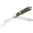 Boker Knives Traditional Series 2.0 Trapper Pocket Knife 3.31" Clip Point, Spey D2 Satin Blade Canvas Micarta Handle Green - Boker Knives