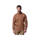 Columbia Men's Sharptail Long Sleeve Shirt Camel Brown Triple Check Large - Columbia