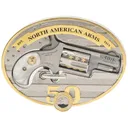North American Arms Mini Revolver 50th Anniversary 22 Long Rifle Rimfire Handgun 1.125" Stainless Barrel 5 Round Pearl Grip Belt Buckle - North American Arms