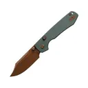 Vosteed Raccoon Top Liner Lock Pocket Knife 3.25" Bowie Sandvik 14C28N Copper Blade Canvas Micarta Handle Green - Vosteed