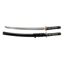Cold Steel Gold Lion Wakizashi Sword 21" Damascus Steel Blade Ray Skin Handle Black - Cold Steel