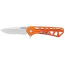 Buck Knives 812 Trace Folding Knife 3.23" Partially Serrated Drop Point 7Cr17MoV Satin Blade Anodized Aluminum Handle Orange - Buck Knives