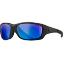 Wiley X Gravity Polarized Shooting Glasses Black Crystal Frame Blue Mirror Lens - Wiley X