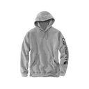 Carhartt Men's Loose Fit Midweight Logo Sleeve Graphic Hoodie Heather Gray/Black 2XL - Carhartt