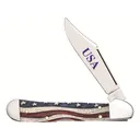 Case Mini CopperLock Pocket Knife 2.72" Clip Point Surgical Steel Mirror Polished Blade Bone Handle American Flag - Case Knives