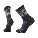 Smartwool Men's Hike Light Cushion Mountain Moose Mid Crew Socks Deep Navy Medium - Smartwool
