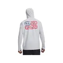 Under Armour Men's Fish Pro Freedom Hoodie Halo Gray/Wham Blue Medium - Under Armour