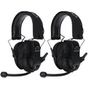 Walker's Razor Slim Low Profile Electronic Ear Muffs Black with Free Walkie Talkie 2PK - Walker's