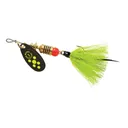 Mepps Aglia Black Fury Dressed Inline Spinner 1/8oz Gray & Chartreuse Tail Chartreuse Dot Blade - Mepps