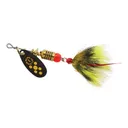 Mepps Aglia Black Fury Dressed Inline Spinner 1/8oz Gray & Yellow Tail Yellow Dot Blade - Mepps