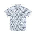 Burlebo Men's Performance Short Sleeve Shirt On The Water Cream/Navy Medium - Burlebo