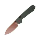 Vosteed Raccoon Top Liner Lock Pocket Knife 3.25" Drop Point Sandvik 14C28N Copper Blade Canvas Micarta Handle Green - Vosteed