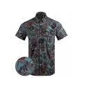 Retro Rifle Men's Tropical Tiger Short Sleeve Shirt Neon Blue 2XL - Retro Rifle