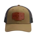 Buck Knives Men's Leather Patch Mesh Snapback Hat OD Green One Size Fits Most - Buck Knives