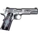 Colt Delta Elite Fenrir 1911 Government 10mm Auto Pistol 5" Barrel 8+1 Round Engraved Stainless Slide Maroon/Black Grip Brushed Stainless Steel Frame - Colt