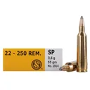 Sellier & Bellot 22-250 Remington Ammo 55 Grain Jacketed Soft Point Case of 500 (25 Boxes of 20) - Sellier & Bellot