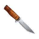 Helle GT Fixed Blade Knife 4.84" Drop Point Laminated Satin Blade Curly Birch Handle Brown - Helle