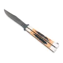 Bear & Son Butterfly Folding Knife 3.5" Clip Point 440 Stainless Steel Blade India Stag Bone Handle Brown - Bear & Son