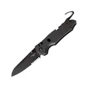 Hogue Trauma Folding Knife 3.5" Partially Serrated Sheepsfoot N680 Black Cerakote Blade G-10 Handle Black - Hogue