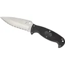 Spyderco Jumpmaster 2 Fixed Blade Knife 4.48" Fully Serrated Drop Point H-2 Satin Blade Fiberglass Reinforced Nylon (FRN) Handle Black - Spyderco