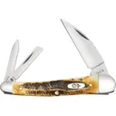 Case Seahorse Whittler Pocket Knife 2.33" Coping, Pen, Wharncliffe Tru-Sharp Polished Blade 6.5 BoneStag Handle Bone - Case Knives