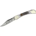 PUMA SGB Whitetail Pocket Knife 3.1" Clip Point DIN 1.4116 Satin Blade Commando Stag Handle White - Puma