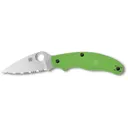 Spyderco UK Penknife Salt Pocket Knife 3" Fully Serrated Leaf LC 200 N Satin Blade Fiberglass Reinforced Nylon (FRN) Handle Green - Spyderco