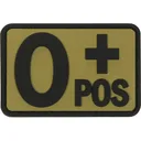 Voodoo Tactical Blood Type O+ Pos PVC Morale Patch Coyote - Voodoo Tactical