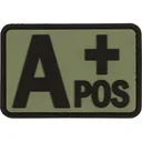 Voodoo Tactical Blood Type A+ Pos PVC Morale Patch OD Green - Voodoo Tactical
