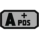 Voodoo Tactical Blood Type A+ Pos PVC Morale Patch Gray - Voodoo Tactical