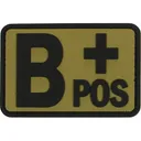 Voodoo Tactical Blood Type B+ Pos PVC Morale Patch Coyote - Voodoo Tactical